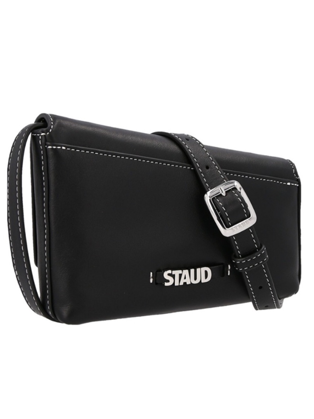 NWT STAUD Acute Black Calf Leather Crossbody Bag